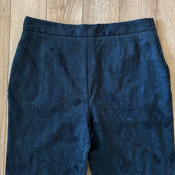 Anthropologie Jacquard Slim Fit Navy Blue Pants Size 10 Holiday Office - Picture 10 of 12